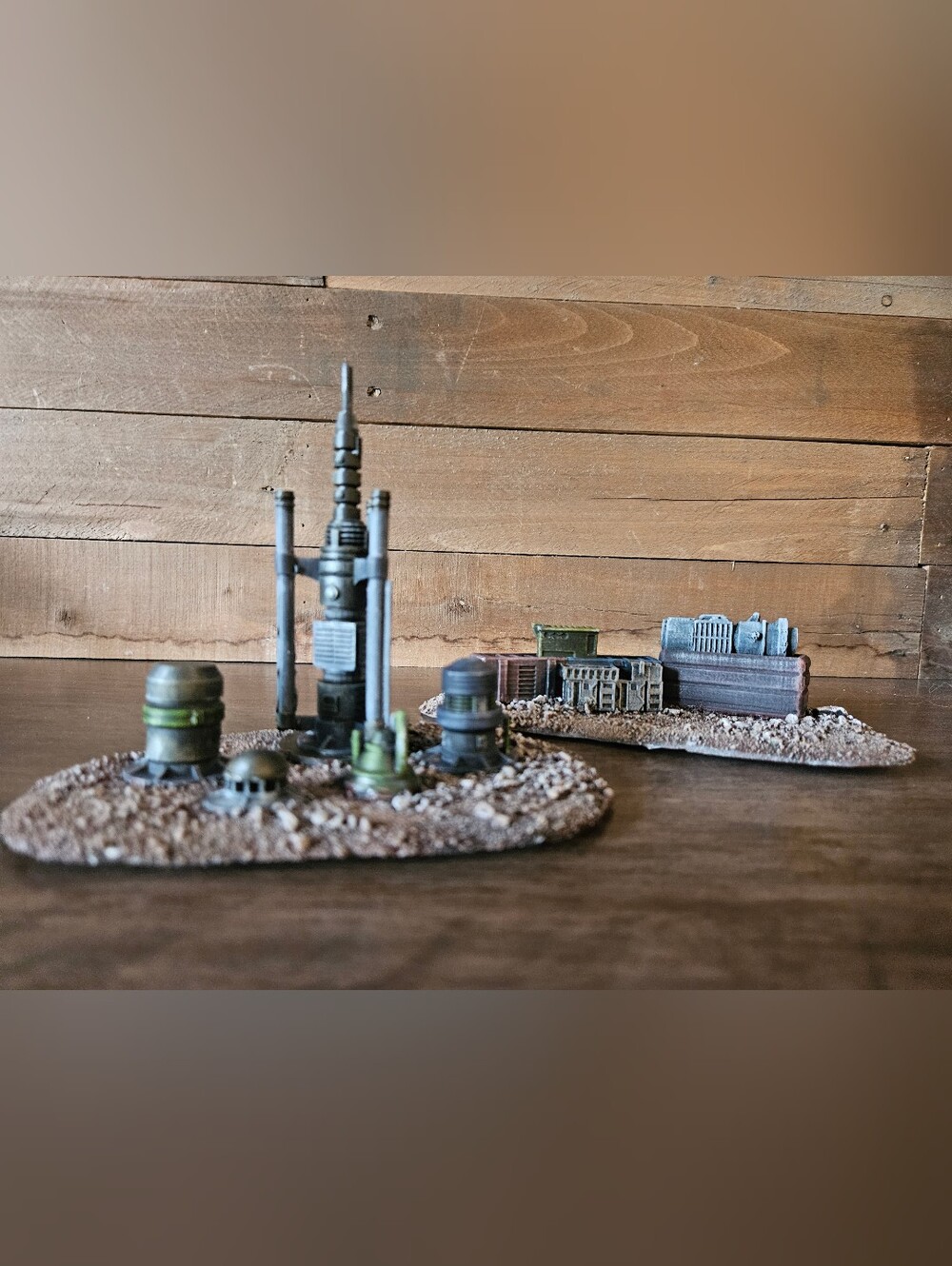 Sci-Fi Tabletop Terrain Scenery in Green and Gray